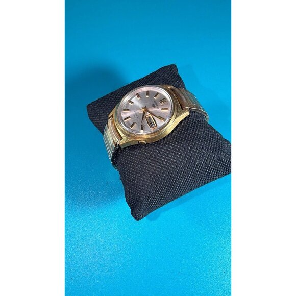 Vintage Seiko 5 23J Automatic Day Date Running Speidel USA 10K RGP Band - Picture 5 of 13